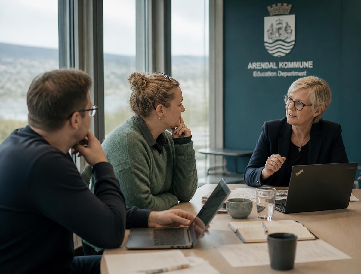 Kommunale medarbejdere drøfter fælles praksis omkring et bord
